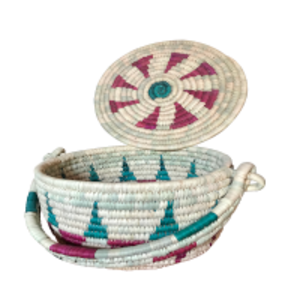 resources of Colored Palm Leaves Bowl With Swing Handle exporters