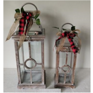 resources of Christmas Decoration Set of 2 Wooden Lantern with Rustic Finish exporters